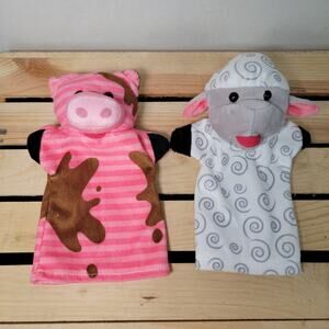 Set of 2 Melissa & Doug Hand Puppets: Sheep and Pig